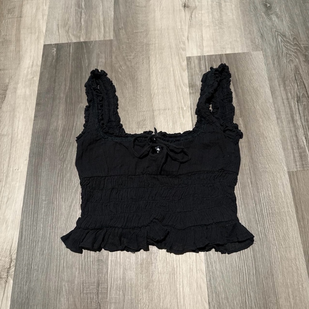 Princess Polly Black Ruffled Crop Top
